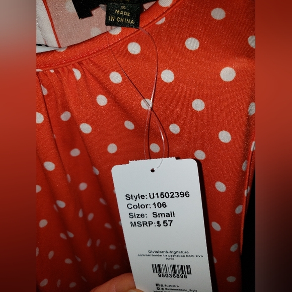 Orange with White Polka-dots Sleeveless Shirt - Picture 5 of 5